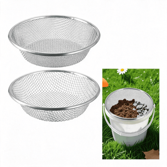 EXLEAF Soil Sifter Galvanized Screen,Soil Sieve for Compost Dirt Sand Rock,Rust-Resistant Sifter for 5 Gallon,Durable Garden Sieve (1/8In,1/4In)