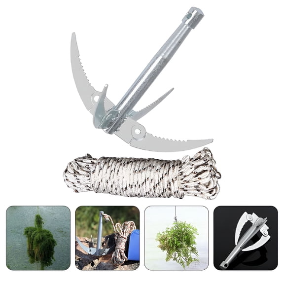 EXLEAF Stainless Steel Aquatic Pond Rake, Folding Weed Remover with Saw Teeth, Water Garden Grass Cutter for Lakes