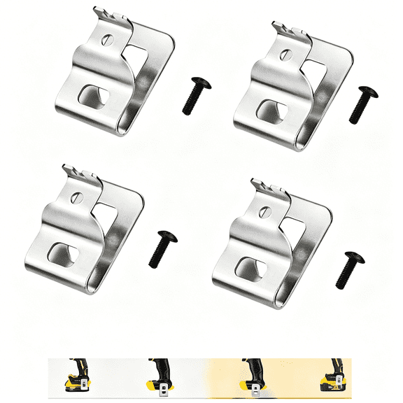 EXLEAF Stainless Steel Belt Clips for 20V Power Tools, Compatible With, Dcd980, Dcd985, Dcd980L2, Dcd985L2,Includes Screws and Drill Tool Hooks (4-Pack)