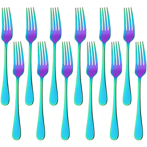 EXLEAF Stainless Steel Salad Forks Set of 12,Small Dinner Forks 6.5-Inch,Matte Titanium Fork Dessert Forks Rainbow,Dishwasher Safe for Home Restaurant Wedding Party