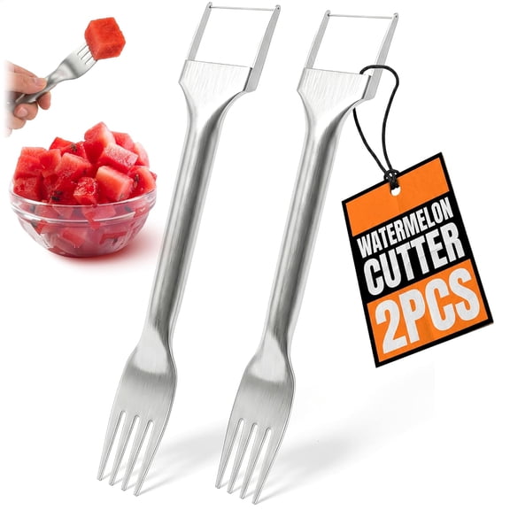 EXLEAF Stainless Steel Watermelon Slicer Cutter Tool Easy Grip Durable Slicer for Papaya,Honeydew&More,Cut Cubes Or Slices Fast|Mess-Free Prep for Parties,Bbqs,Summer Snacks
