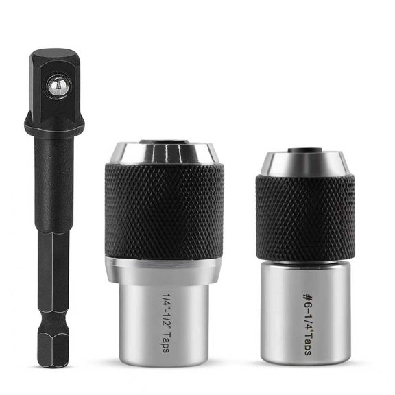 EXLEAF Tap Socket Set 3Pcs with Adjustable Jaws,3/8" Drive Tap Handle Tool,For Reamers Screw Extractors (#6-1/2"),Tap Extractor Set,Ratcheting Tap Handle