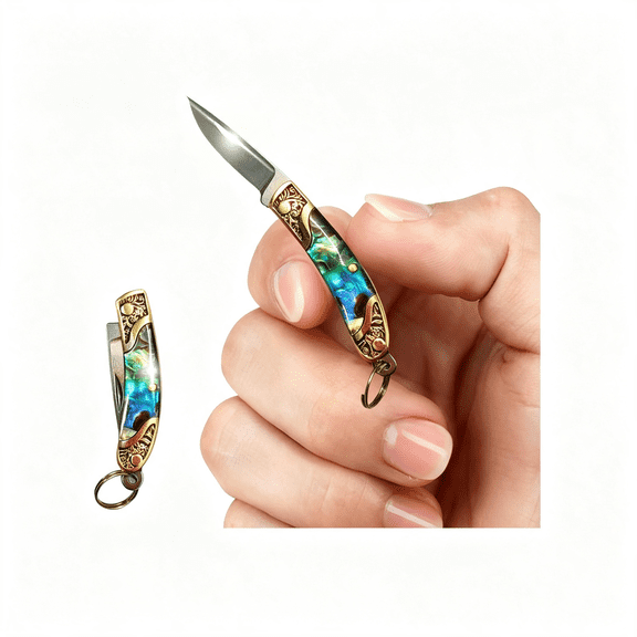 EXLEAF Tiny Knife,2.8Inch Small Pocket Knife,Mini Cool Knives,Miniature Cutter Gadgets,Ultra Multifunction Cutting Blade Tool,Gift for Women Men (Golden Fruit Shell)