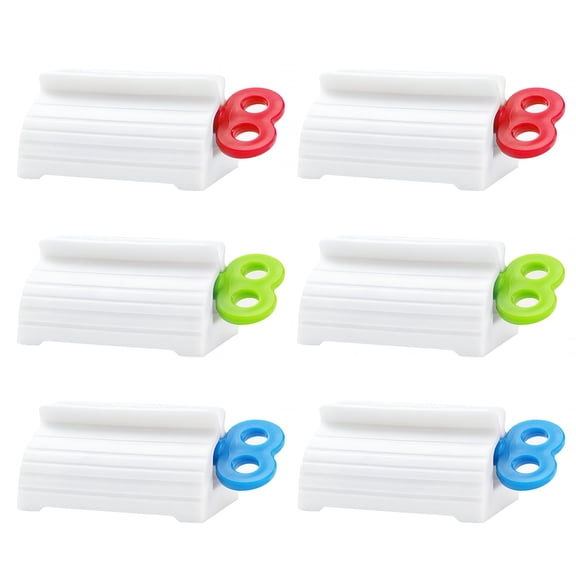 EXLEAF Toothpaste Squeezer  6 Pack  Key Roller Design  Tube Holder And Dispenser  Plastic Tube Squeezer for Bathroom