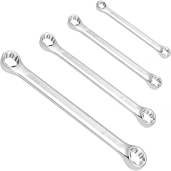 EXLEAF Torx Wrench Set,Double Box End Wrenches,E6-E24(E6Xe8,E10Xe12,E14Xe18,E20Xe24)Professional Automotive&Mechanical Repair