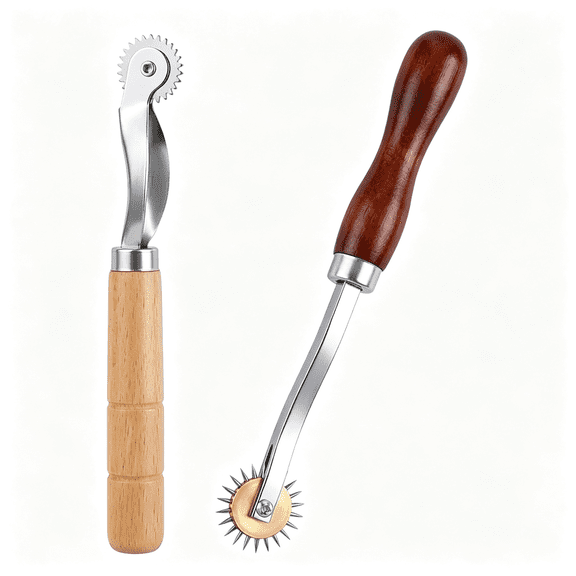 EXLEAF Tracing Wheel Sewing Tool Set,2Pcs Pounce Wheel with Wooden Handle&Stainless Steel,Stitch Marking Spacer for Pattern Tracing,Leather,Fabric&Craft Projects,2Pcs Pounce Wheel