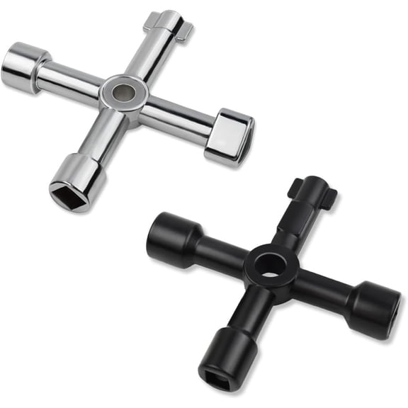 EXLEAF Triangle Multi-Functional Sillcock Key 4 Way Square Wrench Water Utility Key Steel Sillcock Wrench Tool for Electric Water Gas Meter Box Cupboard Cabinet Opening Spigots Faucet