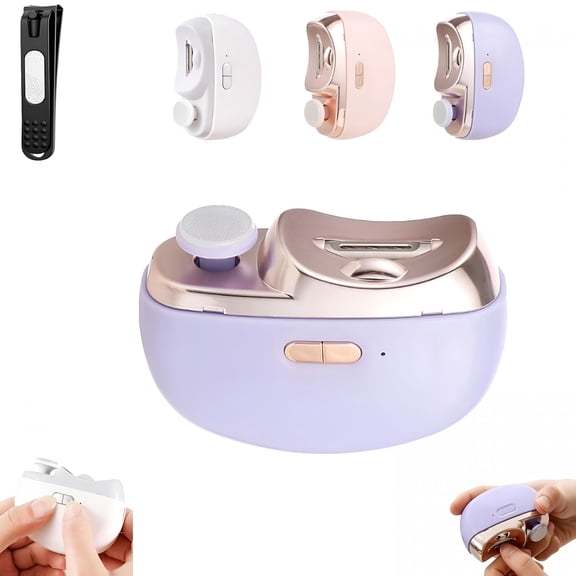 EXLEAF Universal Automatic Fingernail Grinder, Professional Electric Nail Clipper with Polishing, Filing, Trimming Tools, 2 Speeds Electric Nail Cutter with Light for Thick Toenails