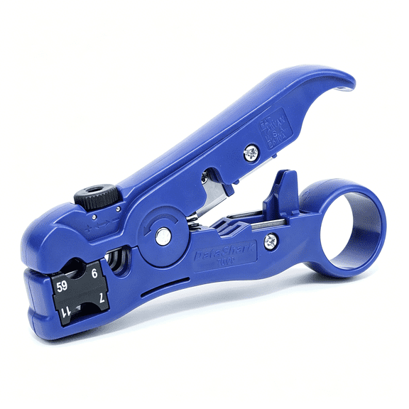 EXLEAF Universal Cutter-Stripper for Flat Or Round Tv/Utp Cable | Cat5 Cat5E Cat6 | Rg6 Quad Rg59 Rg7 Rg11