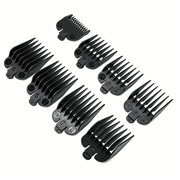 EXLEAF Universal Hair Clipper Limit Combs,8 Piece Professional Hair Guard Set,1/8 to 1 Inch Colorful Guide Combs,Replacement Attachments for Most Hair Trimmers,Black