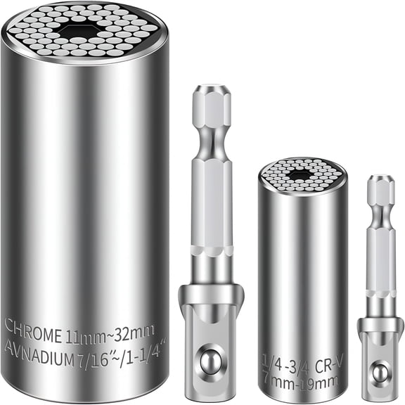 EXLEAF Universal Socket Set (11-32mm 7-19mm) Socket for Unscrew Any Bolt Multi-Function Universal Wrench Tool Kit with Power Drill Adapters Gifts for Men, Father/Dad, Husband