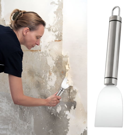 EXLEAF Upgrade Stainless Steel Multi-Purpose Cleaning Scraper,Heavy-Duty Kitchen Refrigerator Tile Scraper for Removing Glue Paint Stickers Oil Cement Rust Ergonomic Grip for Maximum Comfort