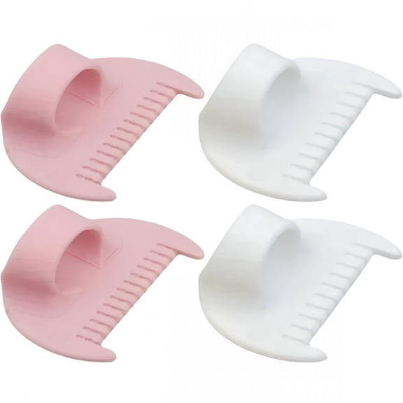 EXLEAF UrBestChoose 4 PCS Sewing Tool Set - Edge Stitch Lock and Sewing Gauge, Blanket Stitch Guide Tool for Hand Sewing, Quilting, Hemming & Crafts - White & Pink with 3 mm & 4 mm