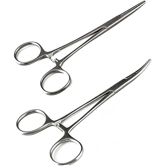EXLEAF Versatile Angling Tools with 2Pc 5 Inch Fishing Forceps Set - Stainless Steel,Curved & Straight Hemostats,Serrated Jaws,Locking Mechanism,And Lightweight Design