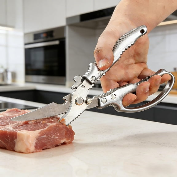 EXLEAF Versatile Stainless Steel Kitchen Scissors,Multi-Functional Seafood Scissors for Meat,Poultry,Fish,Bones,Ergonomic Crab Leg Scissors for Home&Pro Use