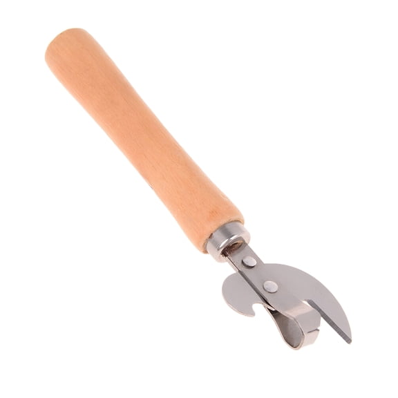 EXLEAF Vintage Manual Can Opener with Wooden Handle, Stainless Steel Side Cut Lid Remover and Bottle Opener for Kitchen, Bar, Camping