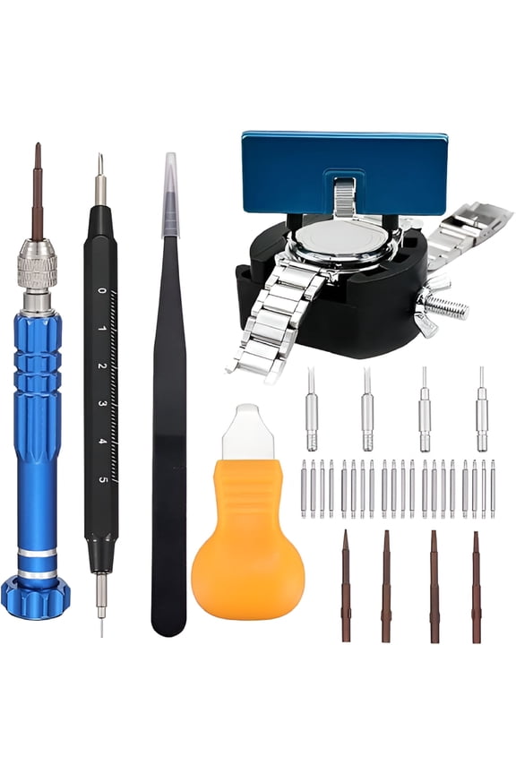 Watch Battery Replacement Tool Kit,108PCS Spring Bars,5-in-1 Precision Screwdriver,Adjustable Back Case Opener,Holder,Pry Tool,Spring Bar Tool with Scale,Tweezer,Watch Repair Kit