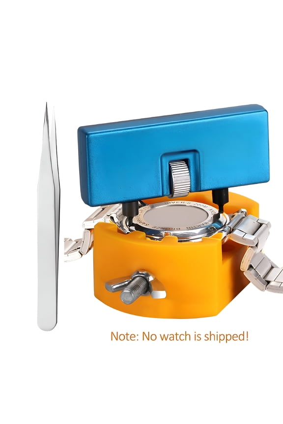 Watch Battery Replacement Tool Kit, Watch Wrench Back Remover for Rotate Open Watch Cover, Watch Case Opener Set with Watch Back Remover Holder and Tweezer, Only for One Type of Watch