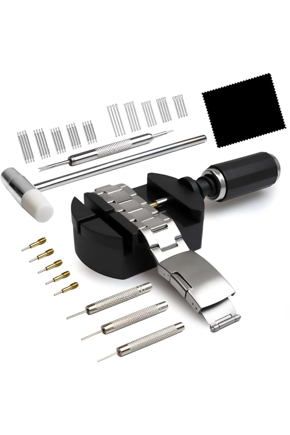 Watch Link Removal Kit,Watch Band Sizing Tool for Watch Strap Adjustment,Watch Pins Replacement,Watch Hammer,Spring Bar (Black)