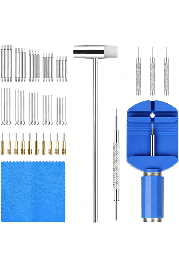 Watch Link Removal Kit,Watch Repair Kit,Watch Band Adjustment Strap Pin Removal Tool Kit,Watch Chain Sizing Bracelet Adjuster Resizing Tool with Pins,Spring Bar Tool,Hammer