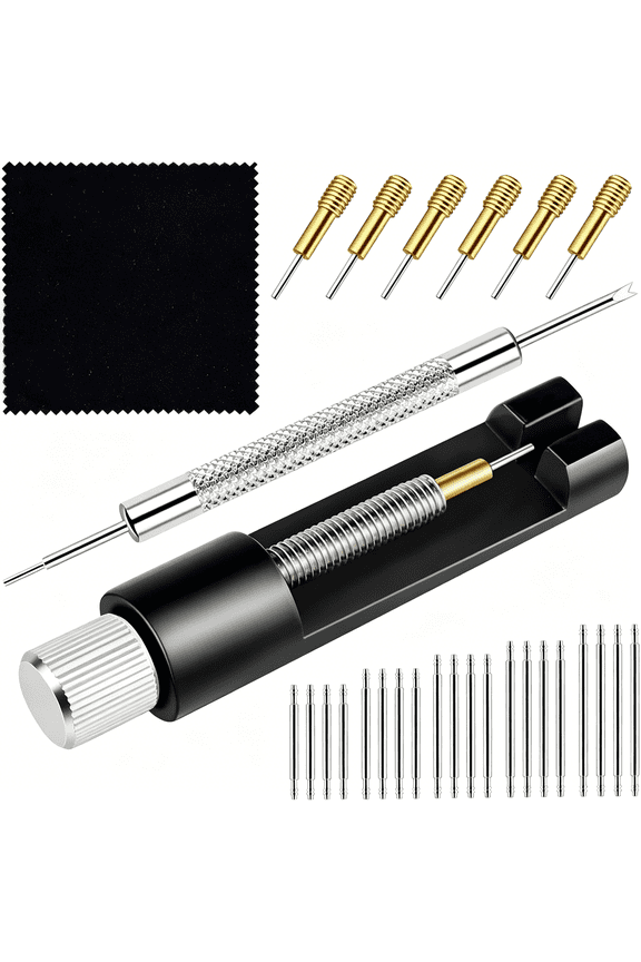 Watch Link Removal Tool,Watch Band Tool Kit to Adjust and Remove Bracelet, Pin Remover, Adjust Watches Repair Kit with Pin Punch, 6Pcs Extra Replacement, Cleaning Cloth, 20Pcs Spring Bars