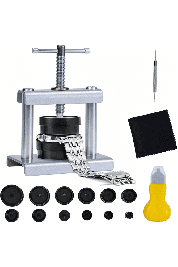 Watch Press Tool Set,Watch Back Case Closer for Closing the Cover , Watches Battery Replacement Tool Kit, Dismantling the Watchs Opener Case, Suitable for Watches Repair Kits with 16 to 50Mm