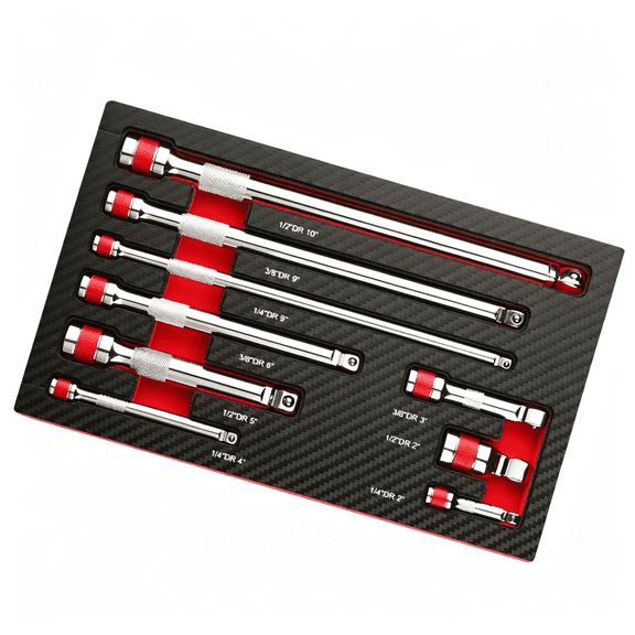 EXLEAF Wobble Extension Set,9 Pcs 1/4",3/8"And 1/2"Drive Ratchet Extension Set,Cr-V Steel Ratchet Extension Set Wobble Extension Set
