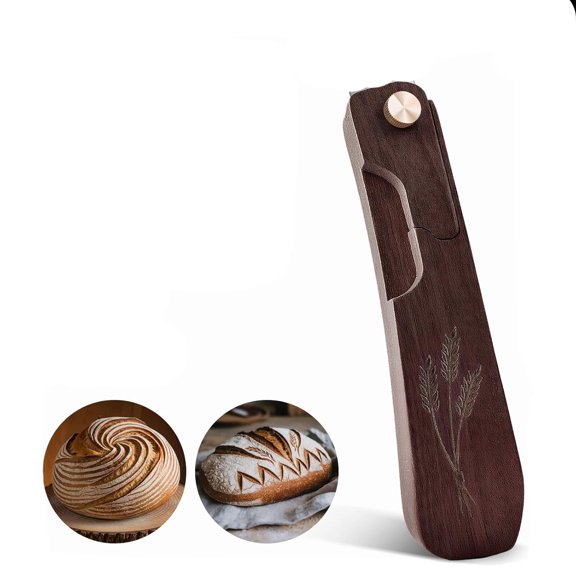 EXLEAF Wooden Bread Lame Scoring Tool for Sourdough with Screw Lock|Professional Sourdough Scoring Tool for Bakers,Bread Scoring Tool,Black Walnut