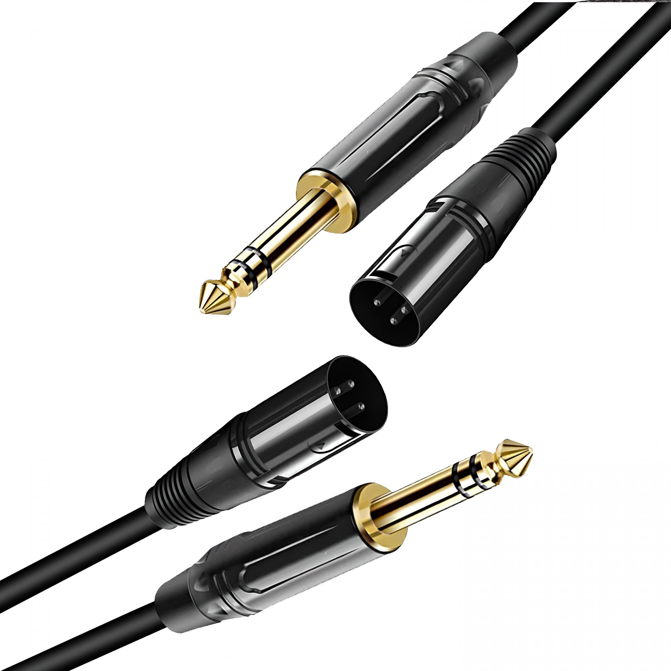 EXLEAF XLR Male to 1/4,TRS to 6.35mm -10ft 2Packs Gold-Plated Connectors Nylon Braided Cable,Quarter Inch to XLR Male Cable for Speakers,Mixers,Amplifiers - 10feet