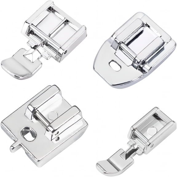 EXLEAF Zipper Presser Foot Kit 4pcs Wide,Narrow,Invisible & Concealed Zipper Presser Feet for Precise Zipper Installation for All Low Shank Snap on Sewing Machines