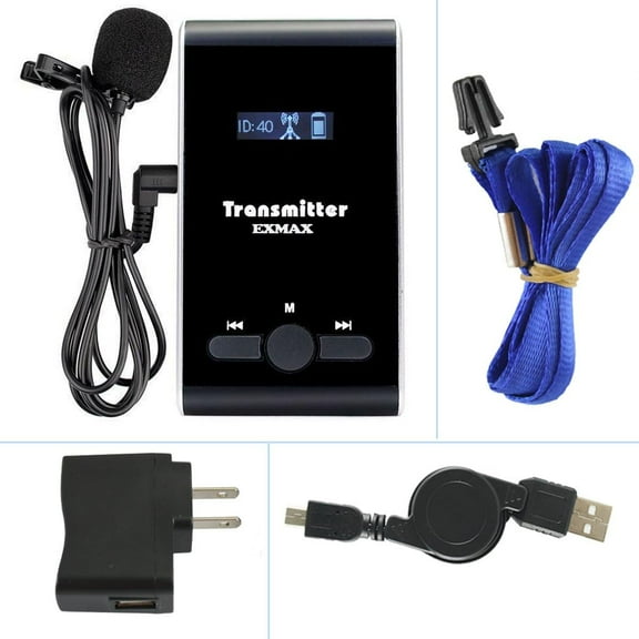 EXMAX ATG-100T 195MHz One Unit Transmitter ONLY for ATG-100T Wireless Tour Guide System Receivers Church Translation Simultaneous Interpreting Teaching Silent Conference Travel (1 Transmitter)