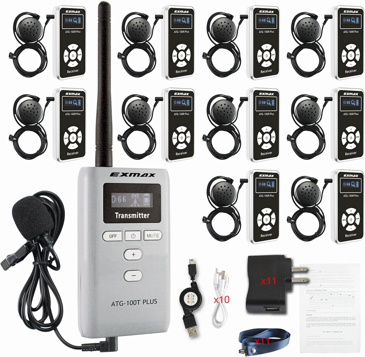 EXMAX® ATG-100T 195MHz Wireless Tour Guide System Microphone for ...