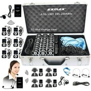 EXMAX ATG-100T 195MHz Wireless Tour Guide System Voice Audio Transmission +32-Slot Charge Case for School Teaching Tour Guides Conference Church Translation City Trip2 Transmitters and 30 Receivers