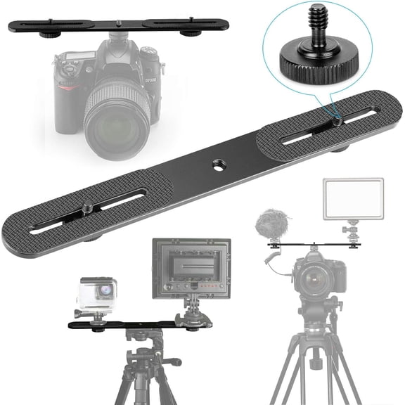 EXMAX Dual Flash Bracket Holder for 1/4" Screw Tripod Light Stand DSLR Camera
