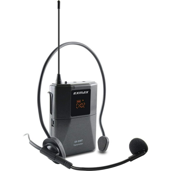 EXMAX EX-938 Wireless Headset Microphone Tour Guide System Interpreter Transmitter Translator in Your Ear for Church Translation Simultaneous Interpretation (UHF-938-SingleTransmitter)