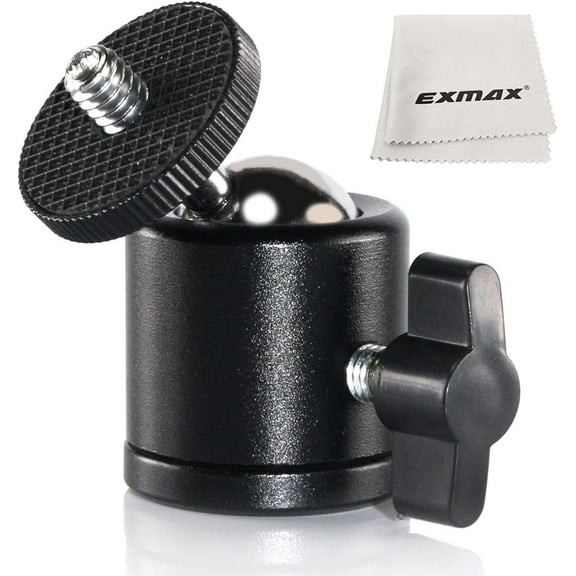 EXMAX Mini Ball Head 360 Degree Aluminum Alloy Body Rotating Swivel Mini Tripod Ball Head with 3/8" to 1/4" Screw Adapter for DSLR Camera Camcorder Tripods Monopods Light Stand Bracket