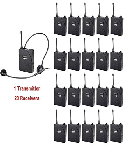 EXMAX UHF-938 Professional UHF Wireless Tour Guide System for Tour Guiding, Teaching, Travel, Field Interpretation - 1 T