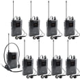 thumbnail image 1 of EXMAX UHF-938 UHF Acoustic Transmission Wireless Headset Microphone Audio Tour Guide System for Church Churches Translation Teaching Travel Simultaneous Interpretation(1 Transmitter and 8 Receivers), 1 of 7