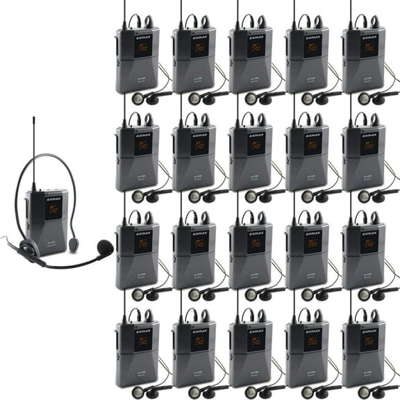 EXMAX Wireless Translating Equipment EX-938 for a Court Interpreter Use it in The Courtrooms to Interpret - Silent Conference Breakout Meetings in Exhibition Spaces(1 Transmitter & 20 Receivers)