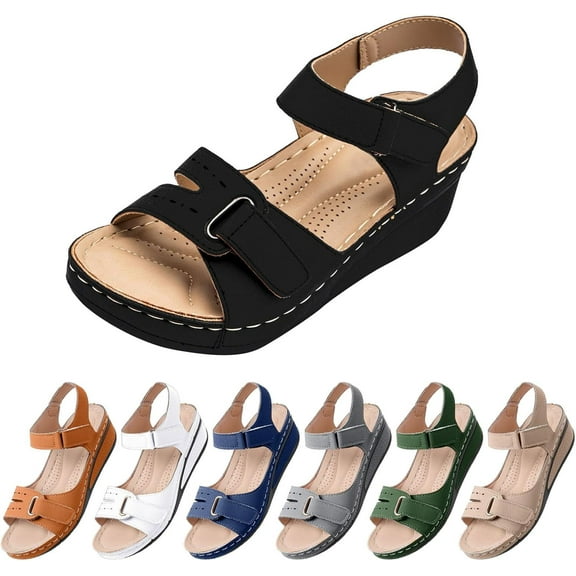 EXNOVFCWomen's orthopedic wedge sandals, women's sandals, summer comfortable low heel sandals open toe walking dress shoes