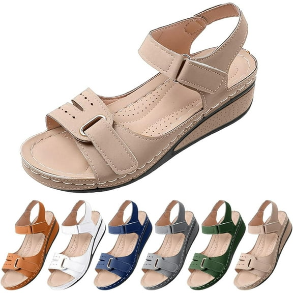 EXNOVFCWomen's orthopedic wedge sandals, women's sandals, summer comfortable low heel sandals open toe walking dress shoes