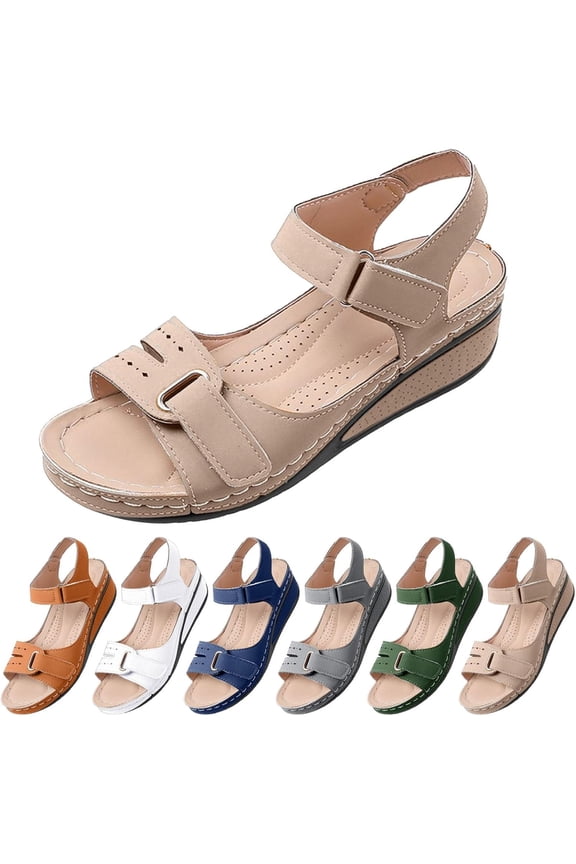 Women's wedge sandals, women's sandals, summer comfortable low heel sandals open toe walking dress shoes