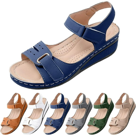 EXNOVFCWomen's  wedge sandals, women's sandals, summer comfortable low heel sandals open toe walking dress shoes