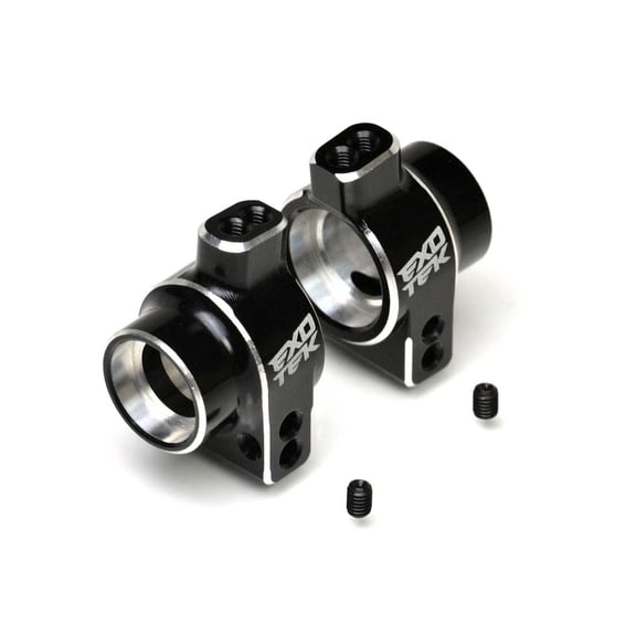 EXOTEK RACING LLC 22S Rear Hd Hub Set 1Pr 7075 Black W/ Silver ETK2029 Electric Car/Truck Option Parts