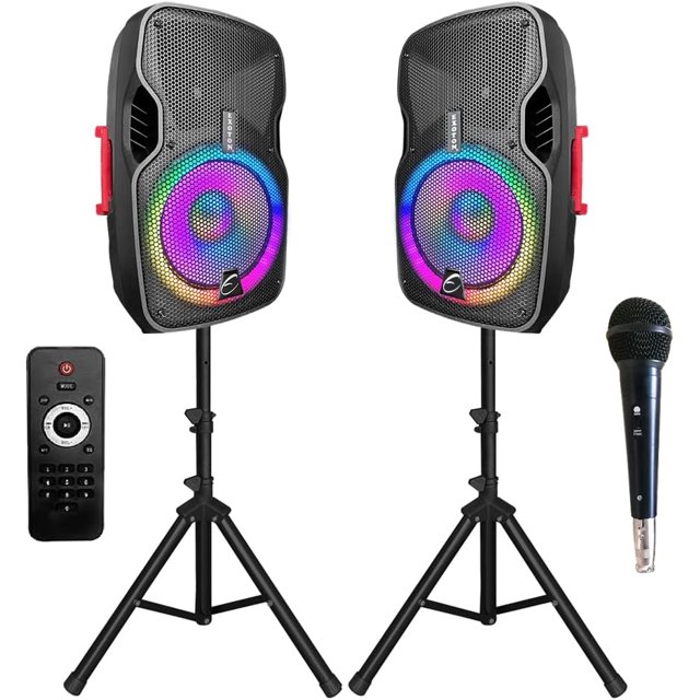 EXOTON 10 inch Professional Dual Powered PA Speakers, 2Way Active