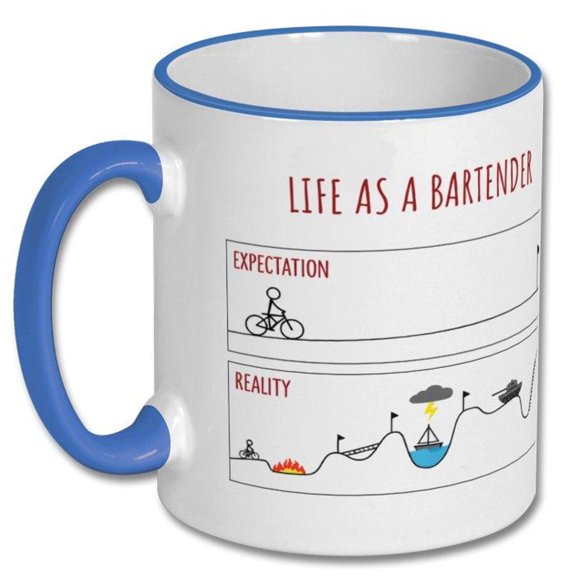EXPECTATIONS VS REALITY bartender funny gift, bartender gift, bartender mug, bar accessories, bartender gift idea, mixology kit
