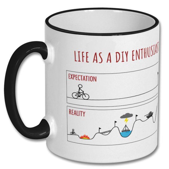 EXPECTATIONS VS REALITY diy enthusiast funny gift, diy enthusiast gift, diy enthusiast mug, maker tools and kits, build your own kit