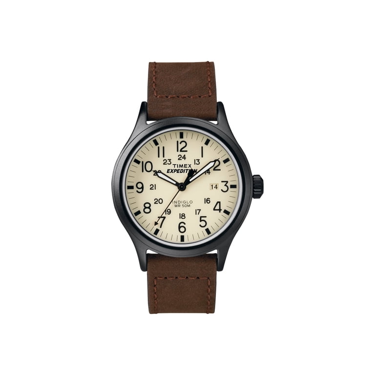 Timex Expedition Brown Leather Strap Watch - Tan Dial 30mm Fresh Battery 50M Timex Expedition Womens Watch 32mm Brown Canvas Leather  main image 2