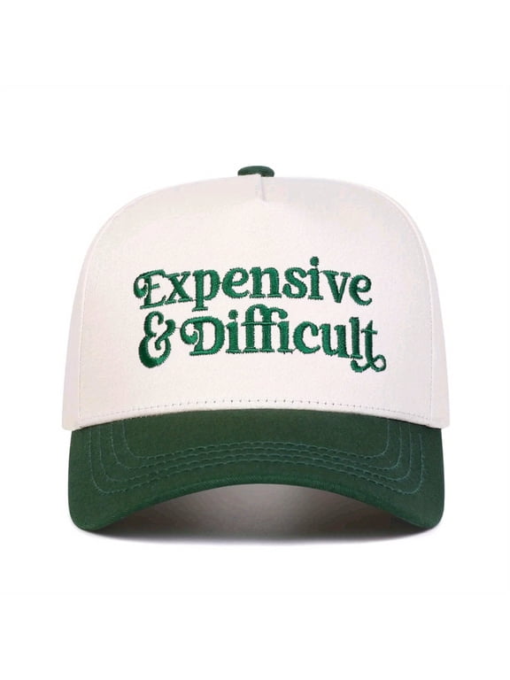 EXPENSIVE DIFFICULT Embroidered Baseball Cap Playful Color Blocked Adjustable Snapback Novelty Statement Sun Hat for Urban Attitude