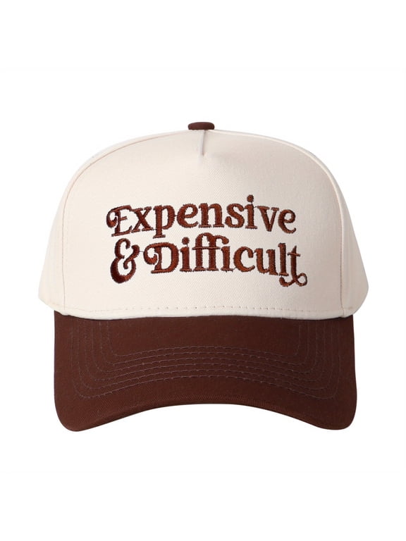 EXPENSIVE DIFFICULT Embroidered Baseball Cap Playful Color Blocked Adjustable Snapback Novelty Statement Sun Hat for Urban Attitude